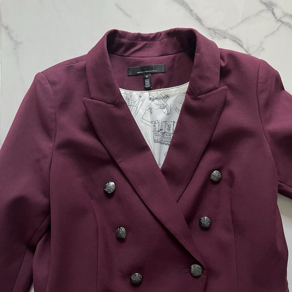 WHBM Studio Blazer Burgundy Size 8 Preppy Chic Double Breasted Jacket - Picture 6 of 12